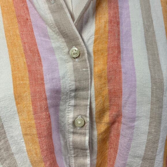 Lou & Grey Striped Linen Twist Front Shirt Women Small Preppy Beach Coastal Pink - Picture 5 of 15